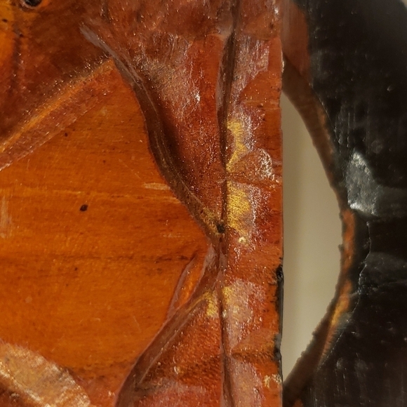 𝅺african wood mask Wall hanging elephant on top face bottom - Picture 5 of 11